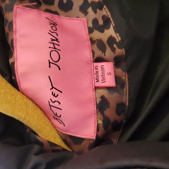 Betsey Johnson Black Faux Fur Trim Hood Lace Up Puffer Coat Jacket. - Picture 6 of 16